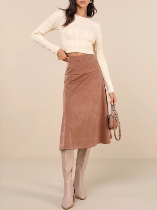 Lulus Dresses & Skirts - Lulu's Taupe Midi Skirt